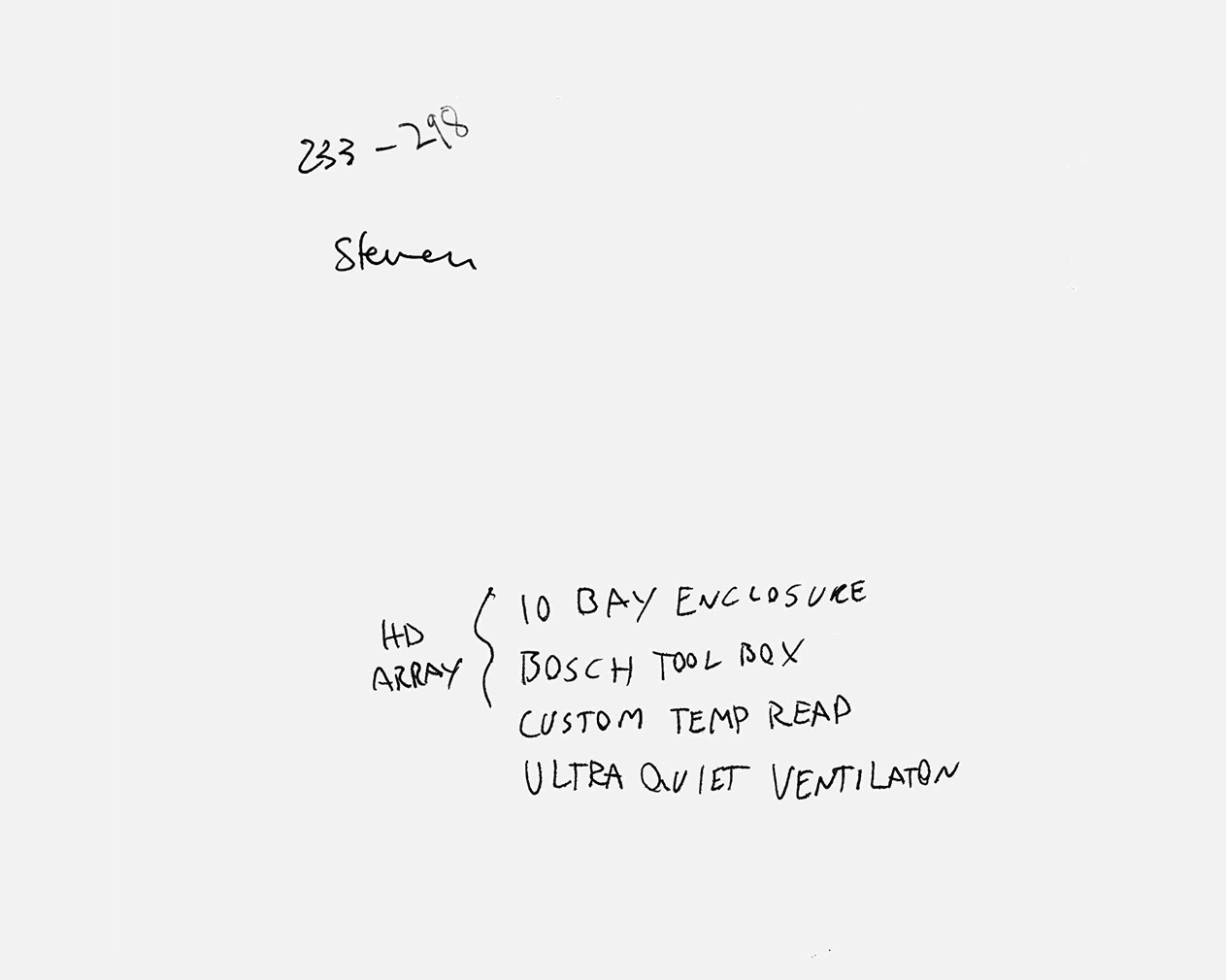 handwritten notes on custom computer case builds